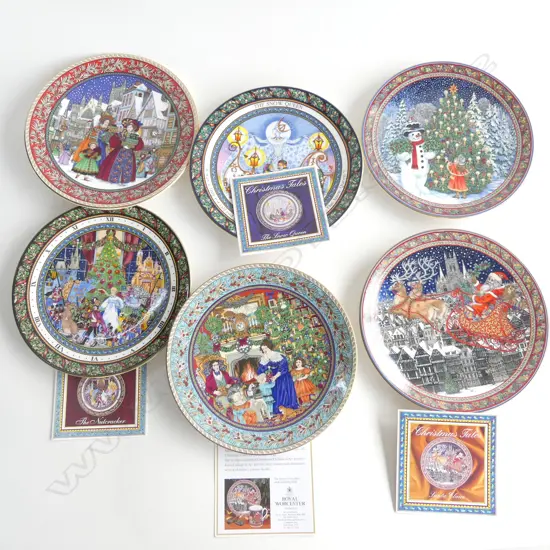 Six Royal Worcester Christmas Tales plates,